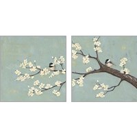 Framed 'Chickadee & Dogwood 2 Piece Art Print Set' border=