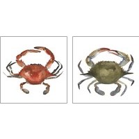 Framed 'Watercolor Crab 2 Piece Art Print Set' border=