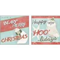 Framed 'Retro Christmas 2 Piece Art Print Set' border=