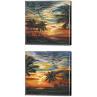 Framed 'Stunning Tropical Sunset 2 Piece Canvas Print Set' border=
