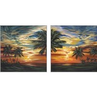 Framed 'Stunning Tropical Sunset 2 Piece Art Print Set' border=