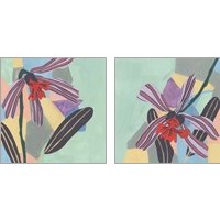 Framed 'Corner Flower 2 Piece Art Print Set' border=