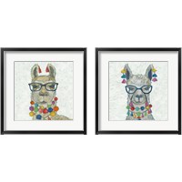 Framed 'Llama Love with Glasses 2 Piece Framed Art Print Set' border=