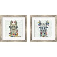 Framed 'Llama Love with Glasses 2 Piece Framed Art Print Set' border=