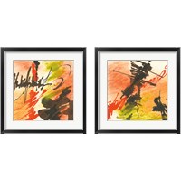 Framed 'Graffiti Orange 2 Piece Framed Art Print Set' border=