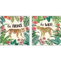 Framed 'Jungle Vibes 2 Piece Art Print Set' border=