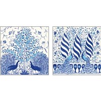 Framed 'Peacock Garden 2 Piece Art Print Set' border=