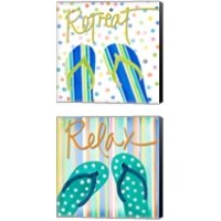 Framed 'Flip Flop Retreat 2 Piece Canvas Print Set' border=