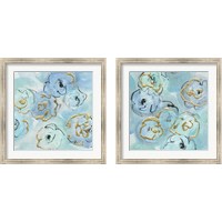 Framed 'Gold Edged Teal 2 Piece Framed Art Print Set' border=