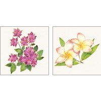 Framed 'Tropical Fun Flowers 2 Piece Art Print Set' border=