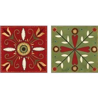 Framed 'Festive Tiles 2 Piece Art Print Set' border=