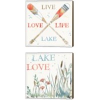 Framed 'Lakehouse Red 2 Piece Canvas Print Set' border=