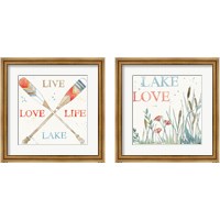 Framed 'Lakehouse Red 2 Piece Framed Art Print Set' border=