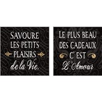 Framed 'Inspirational Collage French on Black 2 Piece Art Print Set' border=