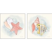 Framed 'Sea Life 2 Piece Art Print Set' border=