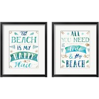 Framed 'Love and the Beach 2 Piece Framed Art Print Set' border=