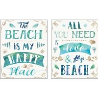 Framed 'Love and the Beach 2 Piece Art Print Set' border=