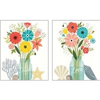 Framed 'Seaside Bouquet Mason Jar 2 Piece Art Print Set' border=