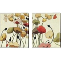 Framed 'Pavots Ondule 2 Piece Canvas Print Set' border=