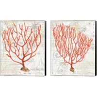Framed 'Textured Coral 2 Piece Canvas Print Set' border=