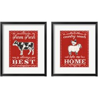 Framed 'Red Farmers Market 2 Piece Framed Art Print Set' border=