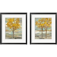 Framed 'Golden Tree and Fog 2 Piece Framed Art Print Set' border=