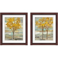 Framed 'Golden Tree and Fog 2 Piece Framed Art Print Set' border=