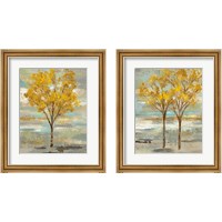 Framed 'Golden Tree and Fog 2 Piece Framed Art Print Set' border=