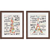 Framed 'Travel Blossoms 2 Piece Framed Art Print Set' border=