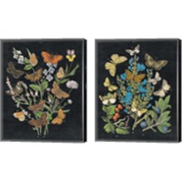 Framed 'Butterfly Bouquet on Black 2 Piece Canvas Print Set' border=