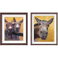 Framed 'Adorable Donkey 2 Piece Framed Art Print Set' border=