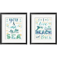 Framed 'Coastal Words 2 Piece Framed Art Print Set' border=