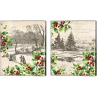 Framed 'Vintage Holiday 2 Piece Canvas Print Set' border=