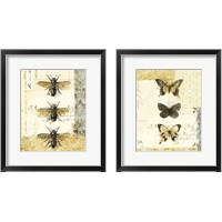 Framed 'Golden Bees n Butterflies 2 Piece Framed Art Print Set' border=