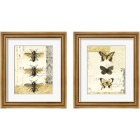 Framed 'Golden Bees n Butterflies 2 Piece Framed Art Print Set' border=