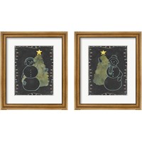 Framed 'Chalkboard Snowman 2 Piece Framed Art Print Set' border=