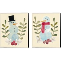 Framed 'Snowman Cut-out  2 Piece Canvas Print Set' border=