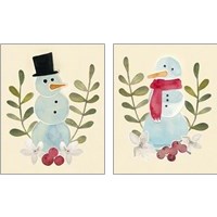 Framed 'Snowman Cut-out  2 Piece Art Print Set' border=