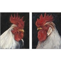 Framed 'Rooster Portrait  2 Piece Art Print Set' border=