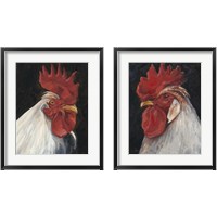 Framed 'Rooster Portrait  2 Piece Framed Art Print Set' border=