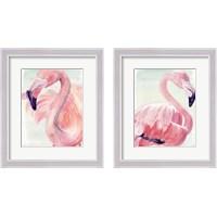 Framed 'Pastel Flamingo 2 Piece Framed Art Print Set' border=