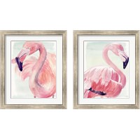 Framed 'Pastel Flamingo 2 Piece Framed Art Print Set' border=