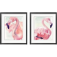 Framed 'Pastel Flamingo 2 Piece Framed Art Print Set' border=