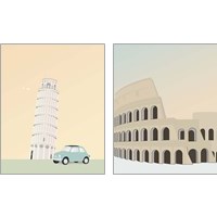 Framed 'Travel Europe with Pisa 2 Piece Art Print Set' border=