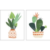 Framed 'Happy Plants 2 Piece Art Print Set' border=
