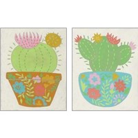Framed 'Happy Cactus 2 Piece Art Print Set' border=