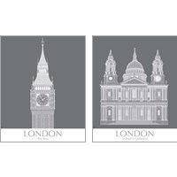 Framed 'London Landmark 2 Piece Art Print Set' border=