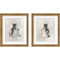 Framed 'Black Evening Gown 2 Piece Framed Art Print Set' border=