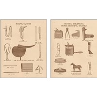 Framed 'Equine Riding Gear 2 Piece Art Print Set' border=