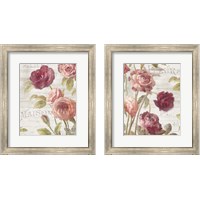 Framed 'French Roses 2 Piece Framed Art Print Set' border=